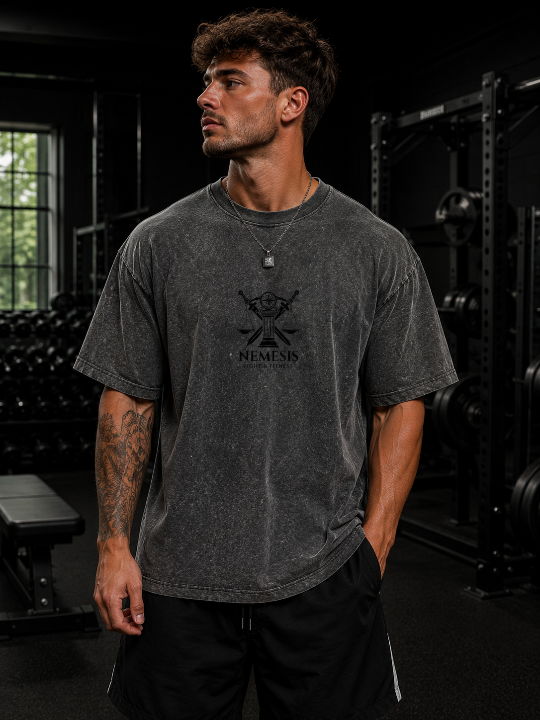 Nemesis,Vengeance,TShirt,Wash,Heavyweight,Unisex,Fightwear,Gymwear